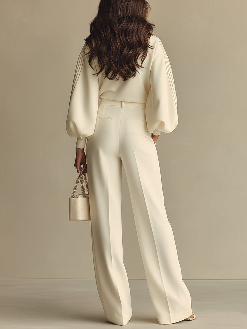 IVORY RIBBED ELEGANCE SET