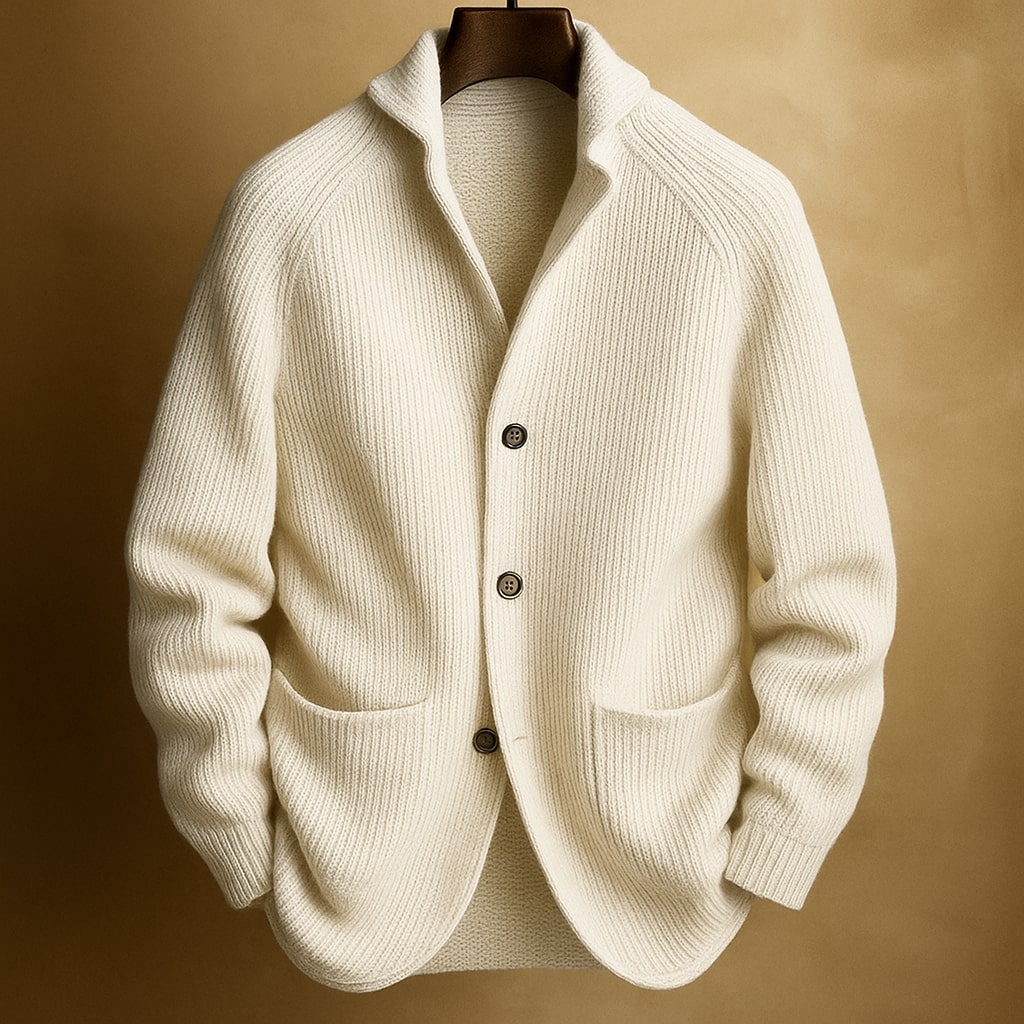 MEN’S RIBBED WOOL CARDIGAN