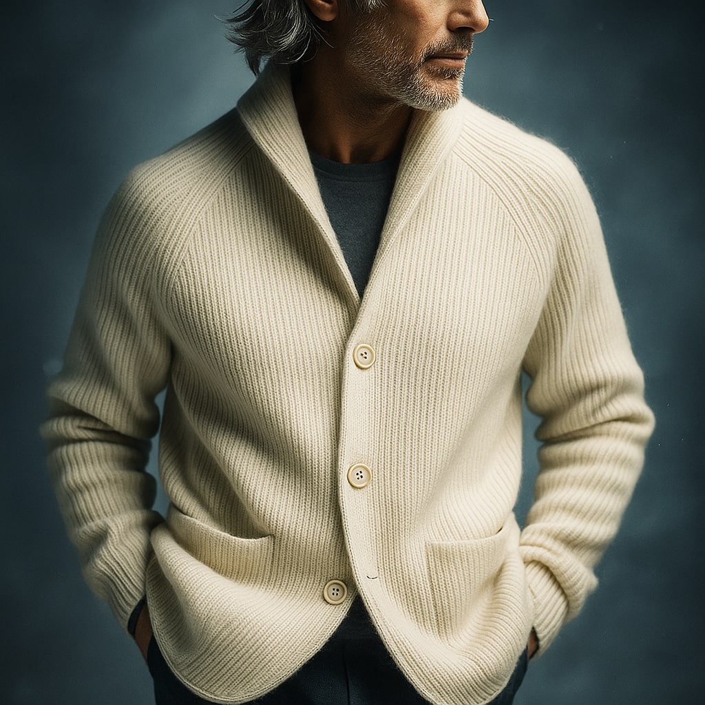 MEN’S RIBBED WOOL CARDIGAN